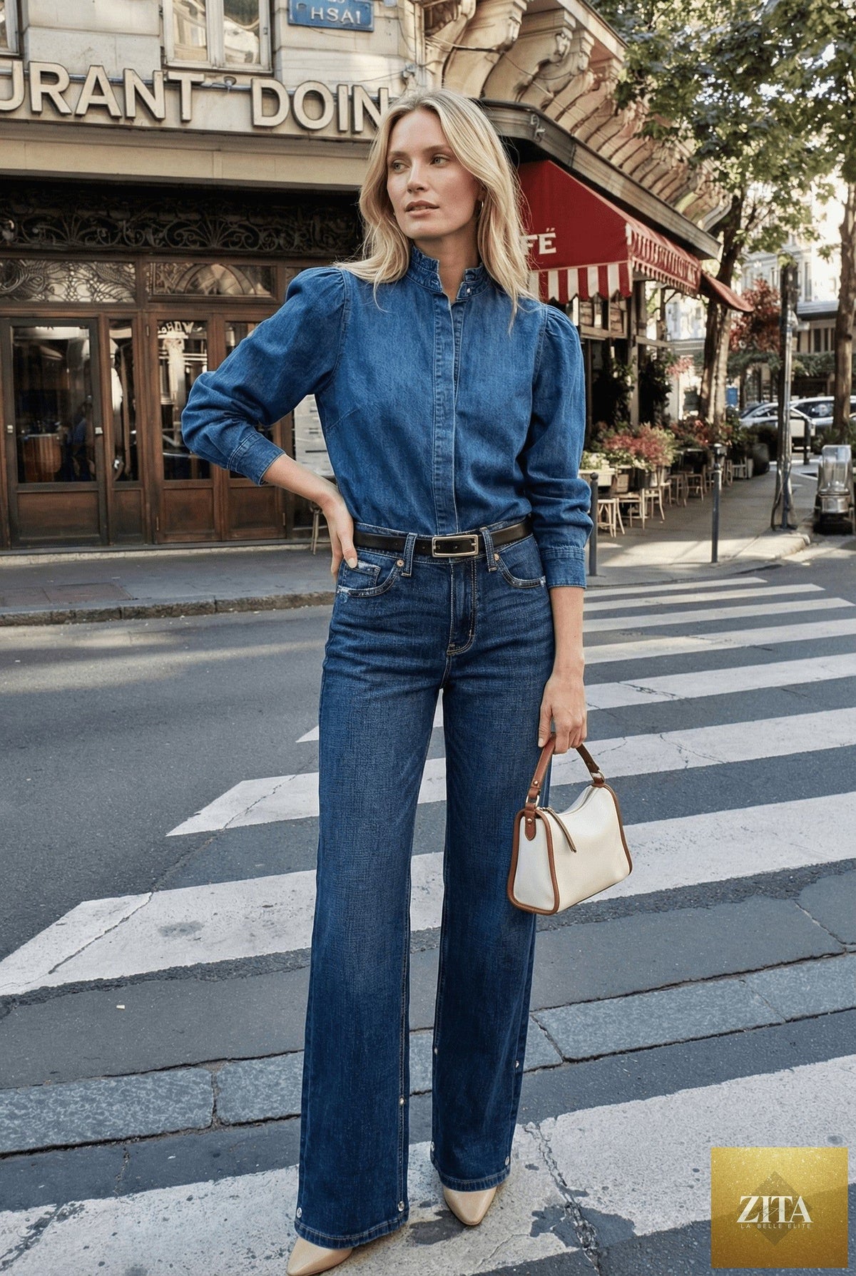 Noelle Inseam Transform high rise relaxed straight leg jeans by Artemis Vintage, showing denim fabric and relaxed fit style.