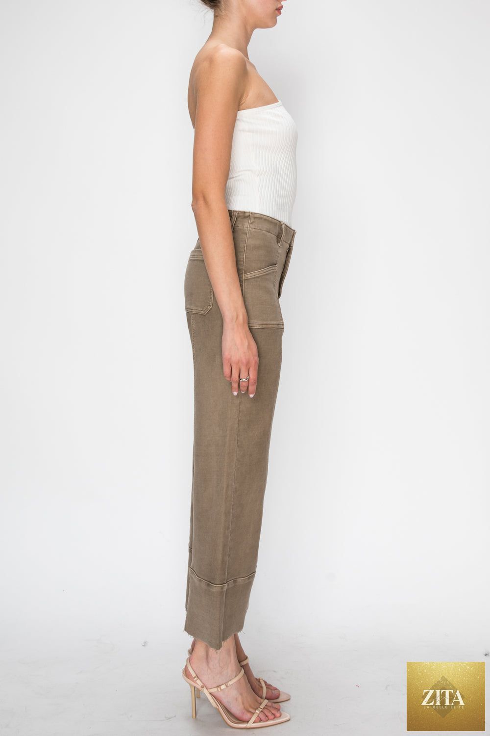 High rise slim crop palazzo pants by Artemis Vintage, featuring a stylish fit and cropped length in a versatile design.