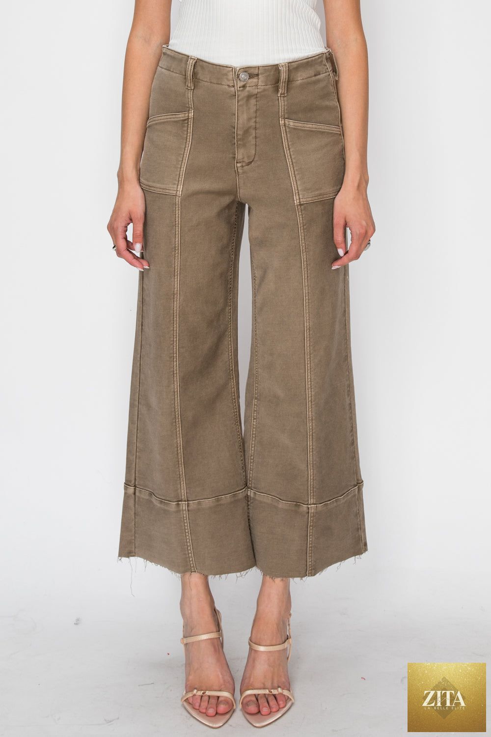 High rise slim crop palazzo pants by Artemis Vintage featuring a tailored fit and stylish design.