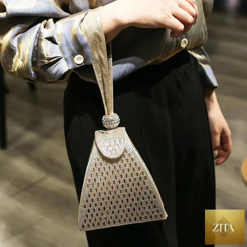 Luxury diamond clutch bag for women, elegant evening purse with sparkling embellishments and sleek design by Trendy Attic Store01.