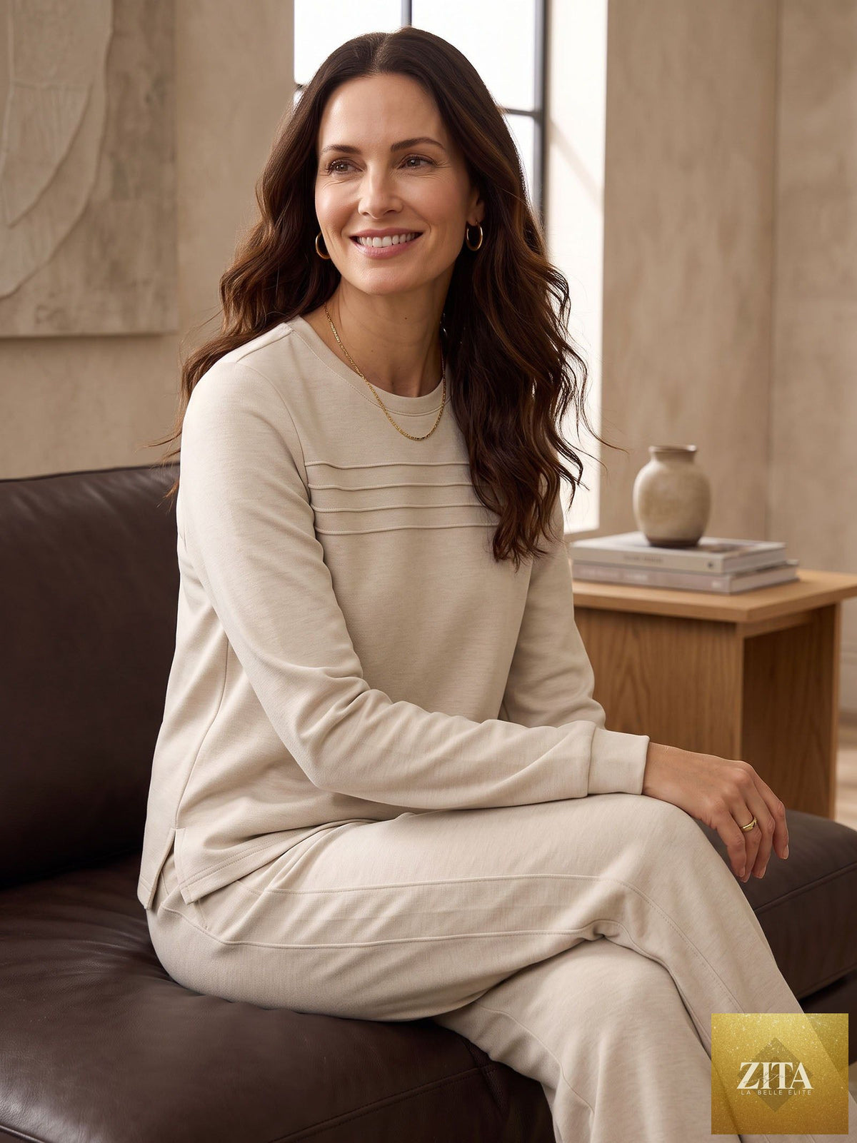 Lyocell Wool Accordion Pleat Long Sleeve Top ORABEL