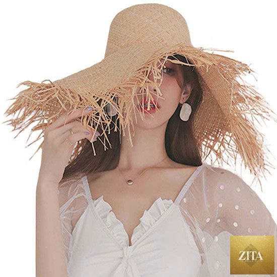 Fashionable Frayed Straw Sun Hat