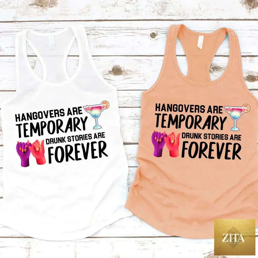 Adorb Custom Tees Best Friends tank top with "Drunk Stories Are Forever" slogan, casual comfortable sleeveless shirt for friends.