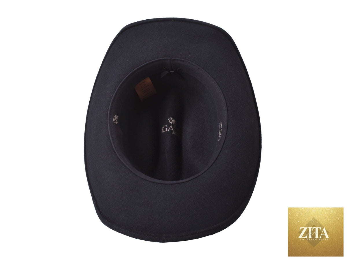 Black Wool Felt Cattleman Hat from Bigalli Hats USA, featuring a classic Western style with a wide brim.