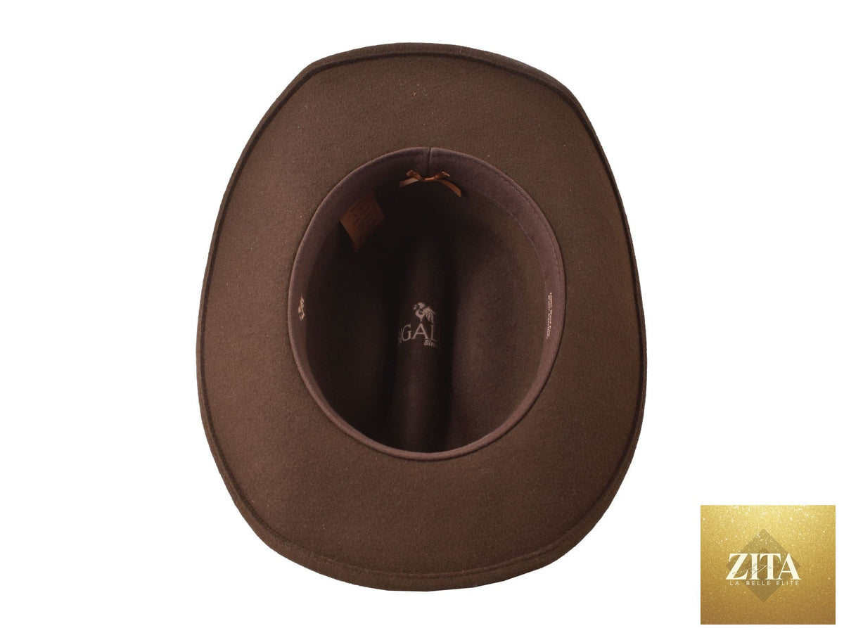 Chocolate wool felt cattleman hat by Bigalli Hats USA, featuring a wide brim and classic western style.