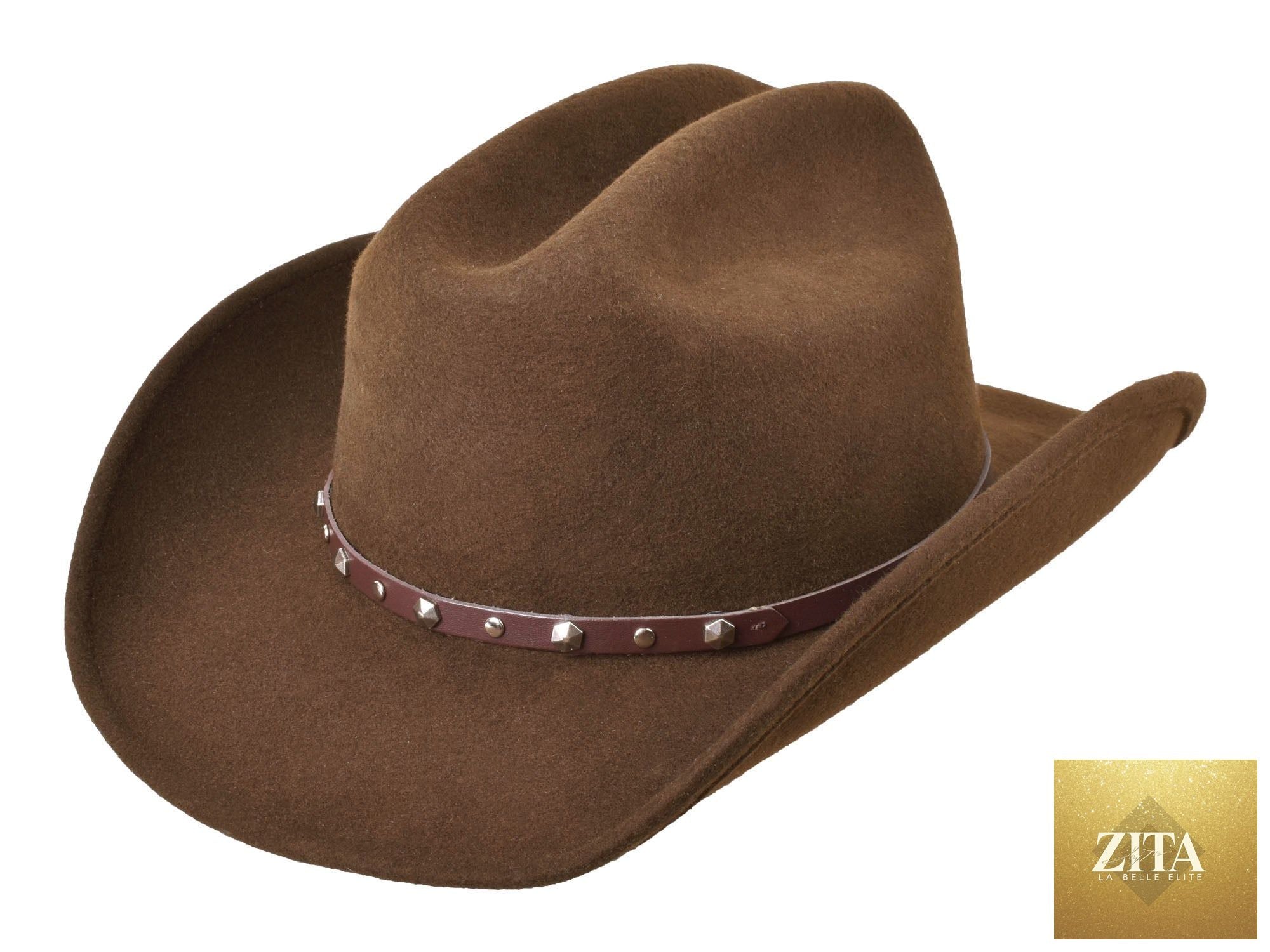 Chocolate wool felt cattleman hat from Bigalli Hats USA, featuring a wide brim and classic Western style.