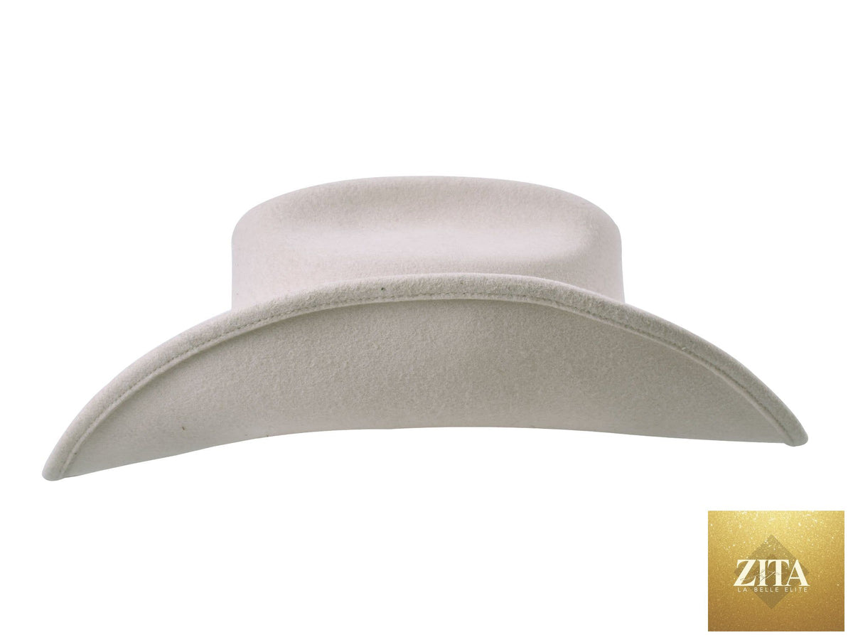 Cream wool felt cattleman hat by Bigalli Hats USA, featuring a wide brim and classic Western style.