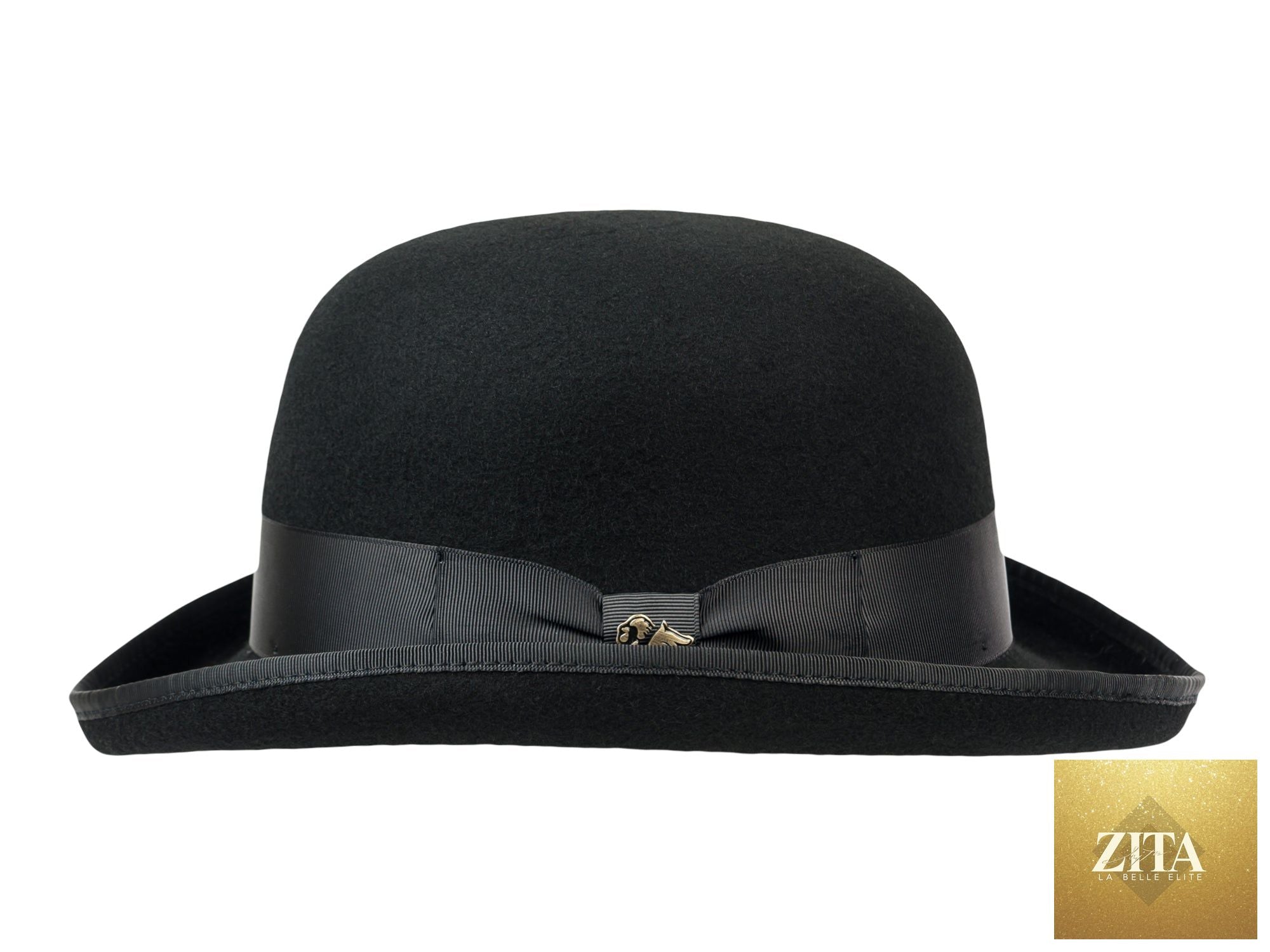 Black Bigalli Hats USA classic wool felt bowler hat with a rounded crown and narrow brim, fully lined for style and comfort.