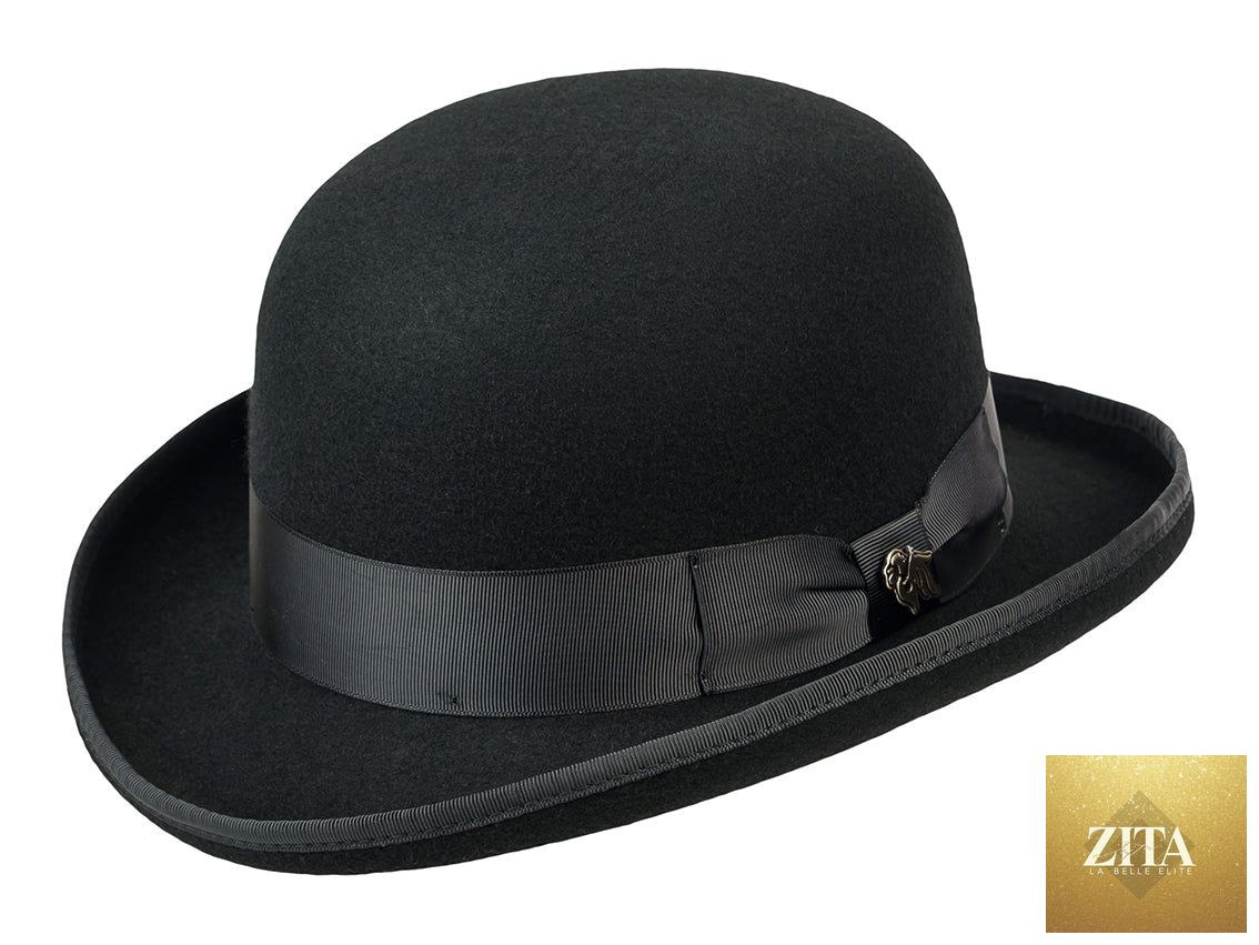 Black Bigalli Hats USA classic wool felt bowler hat with a rounded crown, narrow brim, and fully lined interior.