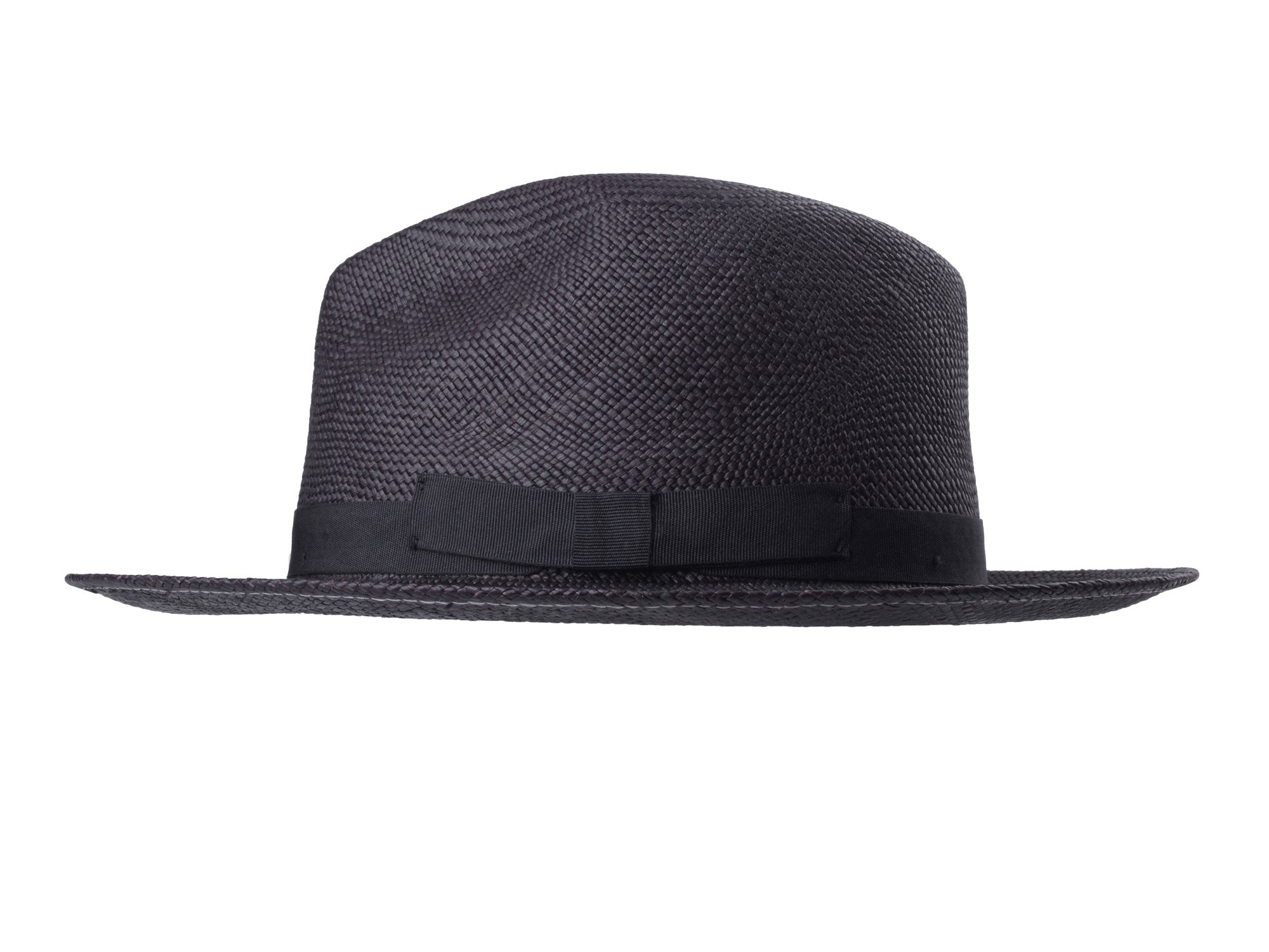 Black Panama Fedora hat by Bigalli Hats USA, featuring a wide brim and classic style, shown on a neutral background.