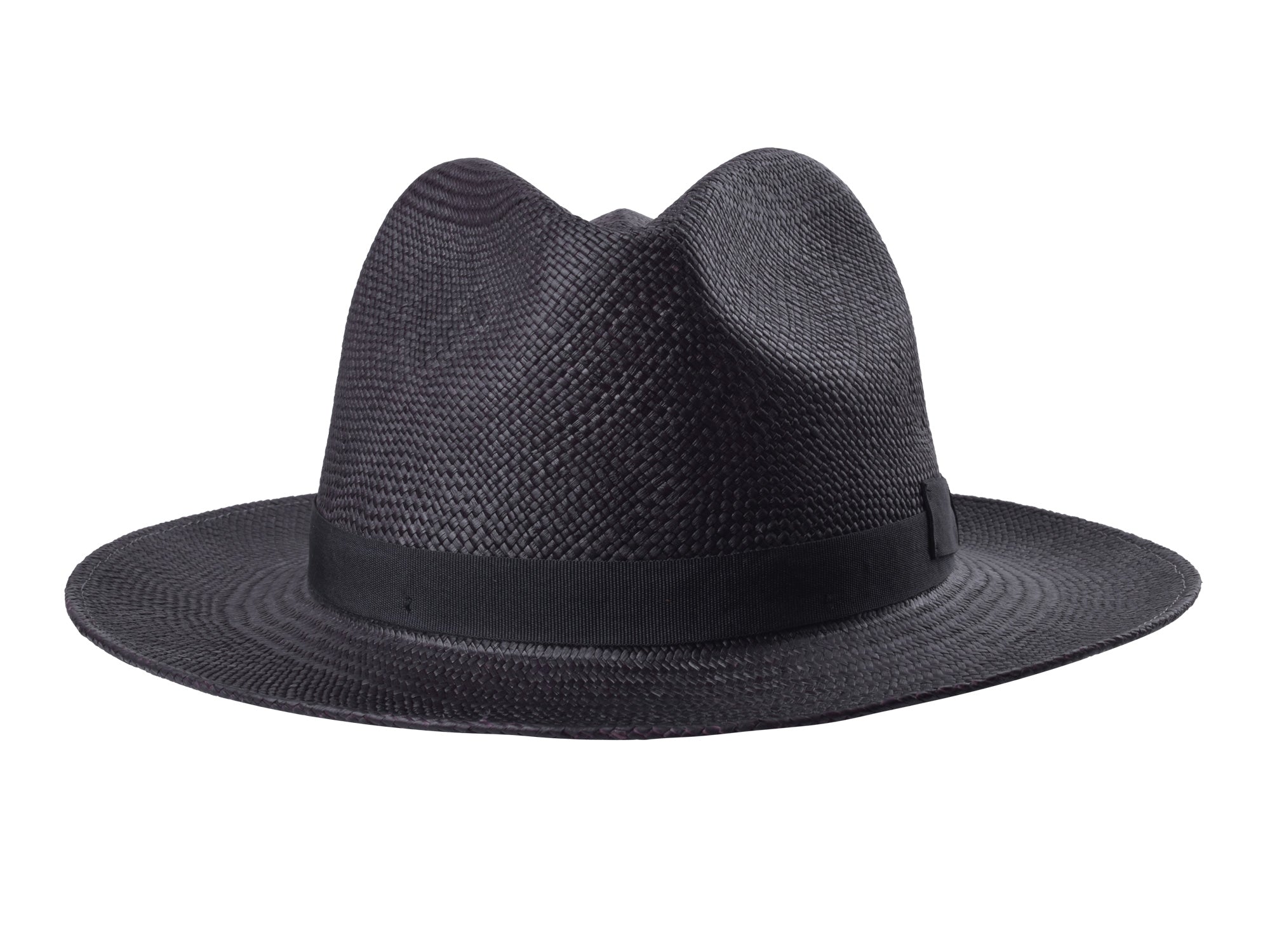Black Panama Fedora hat by Bigalli Hats USA featuring a classic wide brim and stylish design.