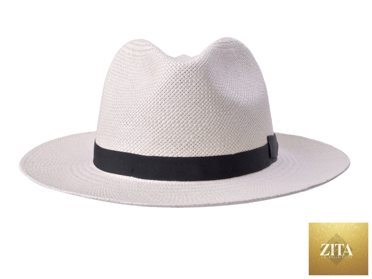 Zita La Belle Elite Panama Fedora Hat Dante in natural straw, featuring a wide brim and classic fedora style.