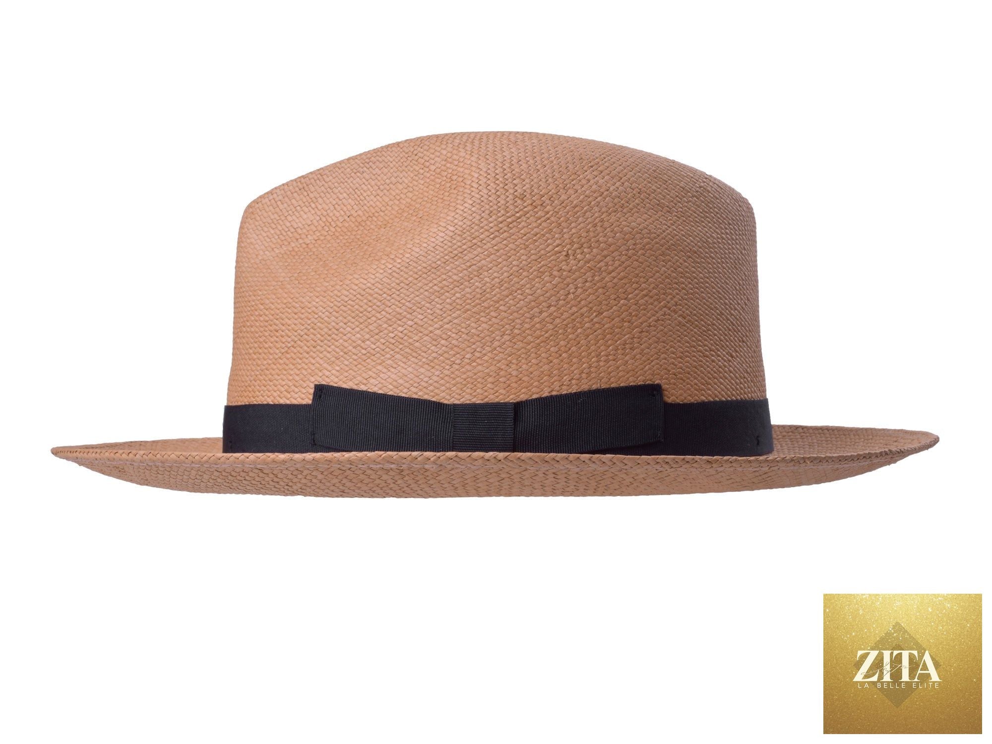 Bigalli Hats USA Panama Fedora called Dante, in putty color, featuring a classic woven straw design and wide brim.