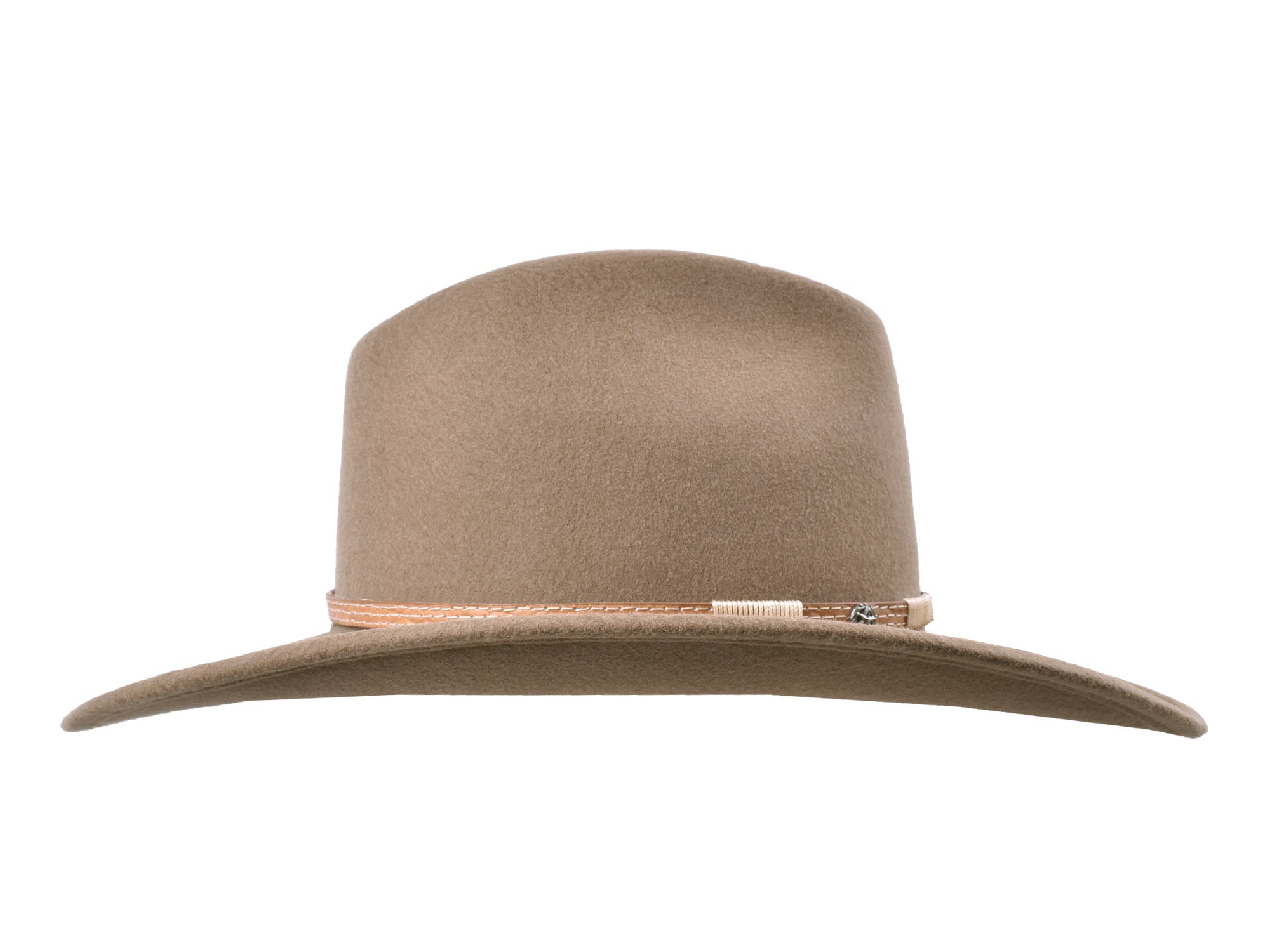 Khaki merino wool felt fedora hat by Bigalli Hats USA, designed for outdoor trail wear and stylish protection.