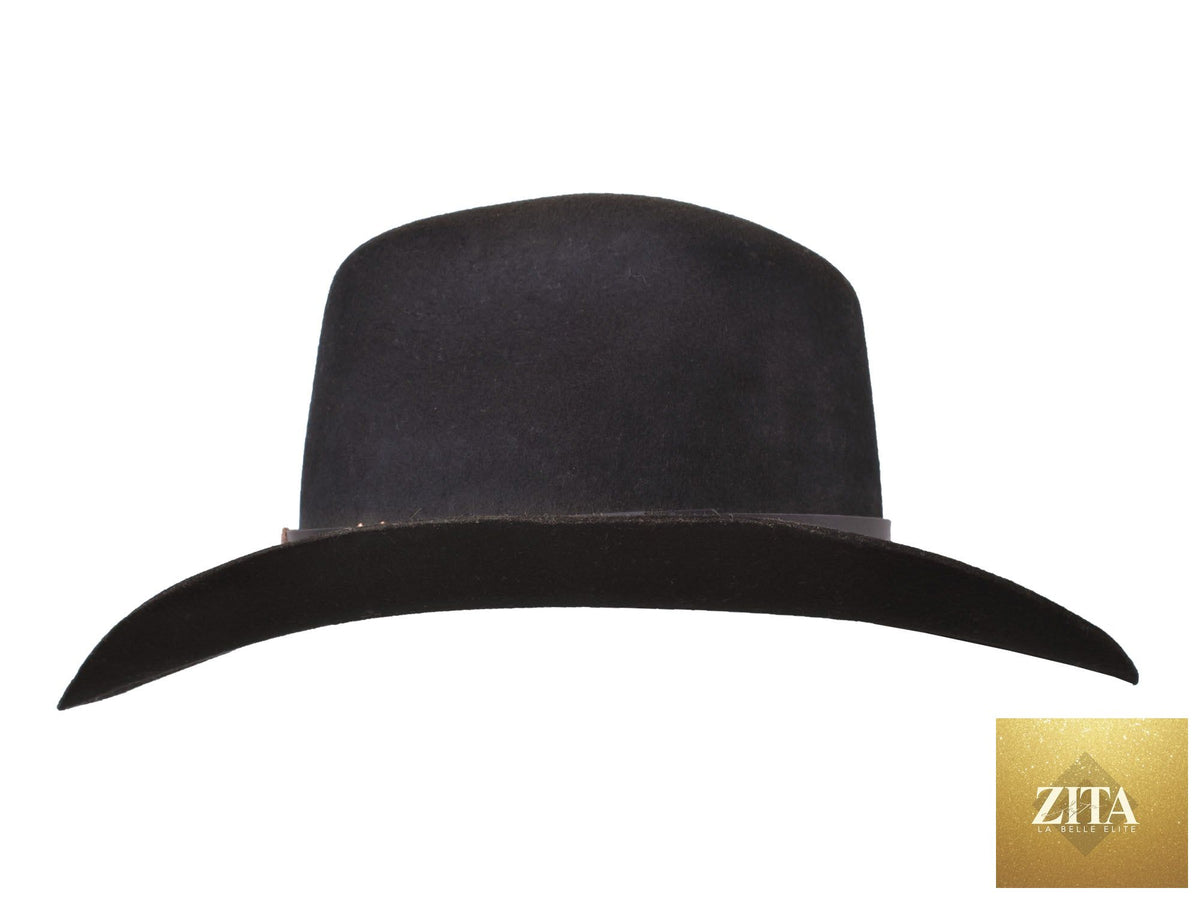 Zita La Belle Elite outdoor Merino wool felt cattleman hat in rust color, featuring a wide brim and classic Western style.