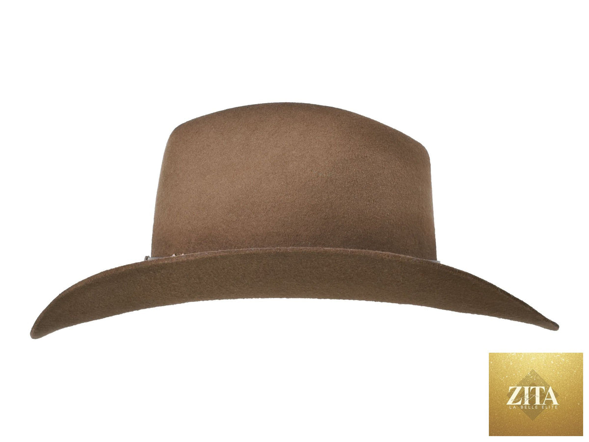 Zita La Belle Elite outdoor Cattleman felt hat in rust color, made of Merino wool, with wide brim and classic cowboy style.