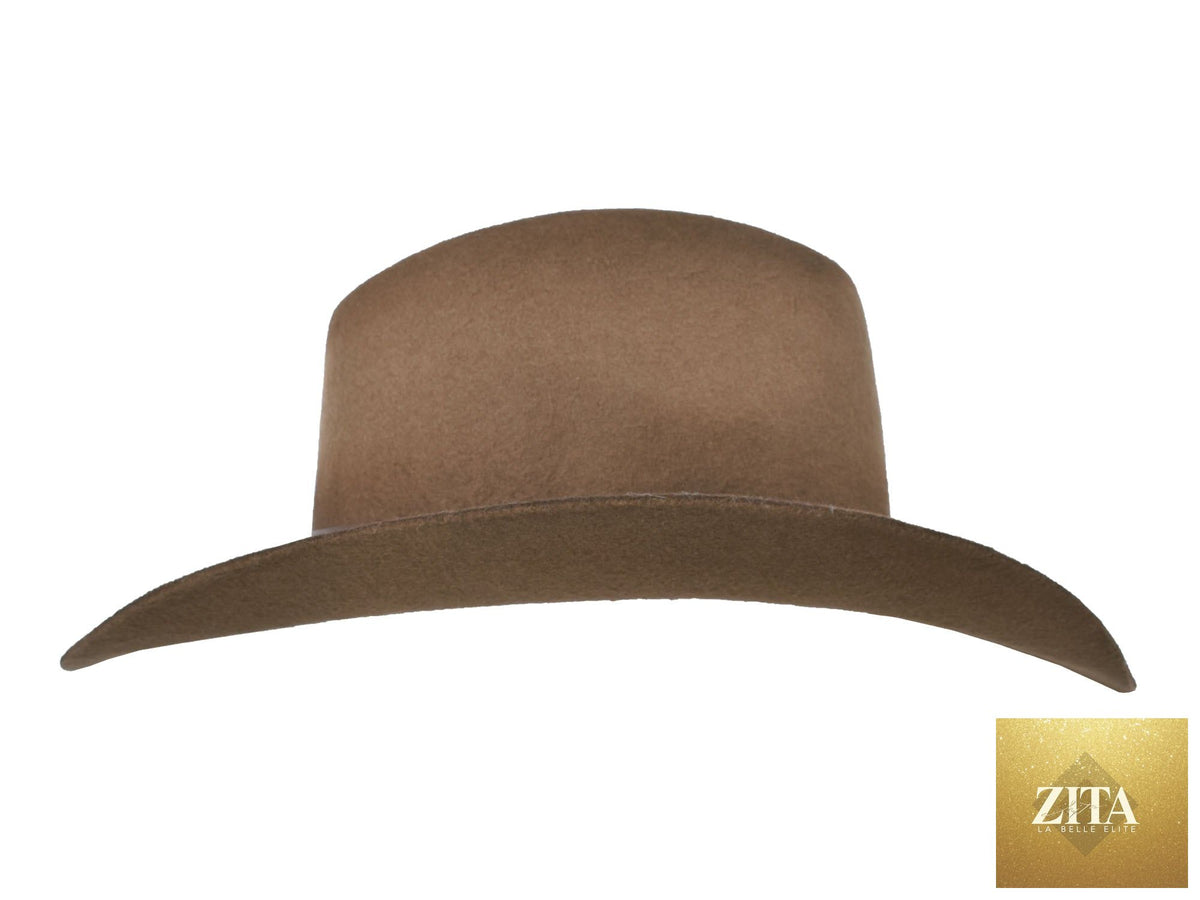 Zita La Belle Elite outdoor rustler cattleman hat made of felt and merino wool in tobacco color, with wide brim and classic western style.