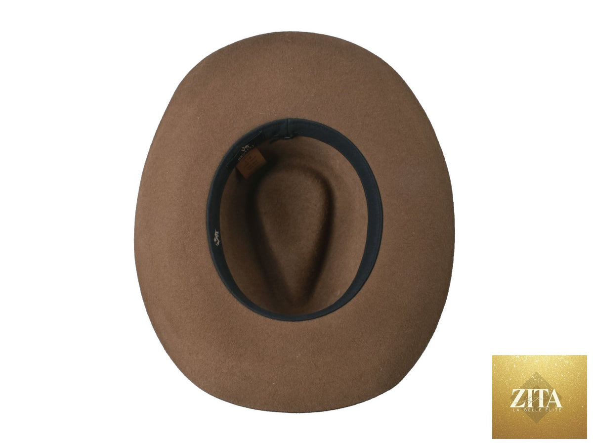 Rustler Cattleman outdoor hat by Zita La Belle Elite in brown wool felt with wide brim and classic Western design.