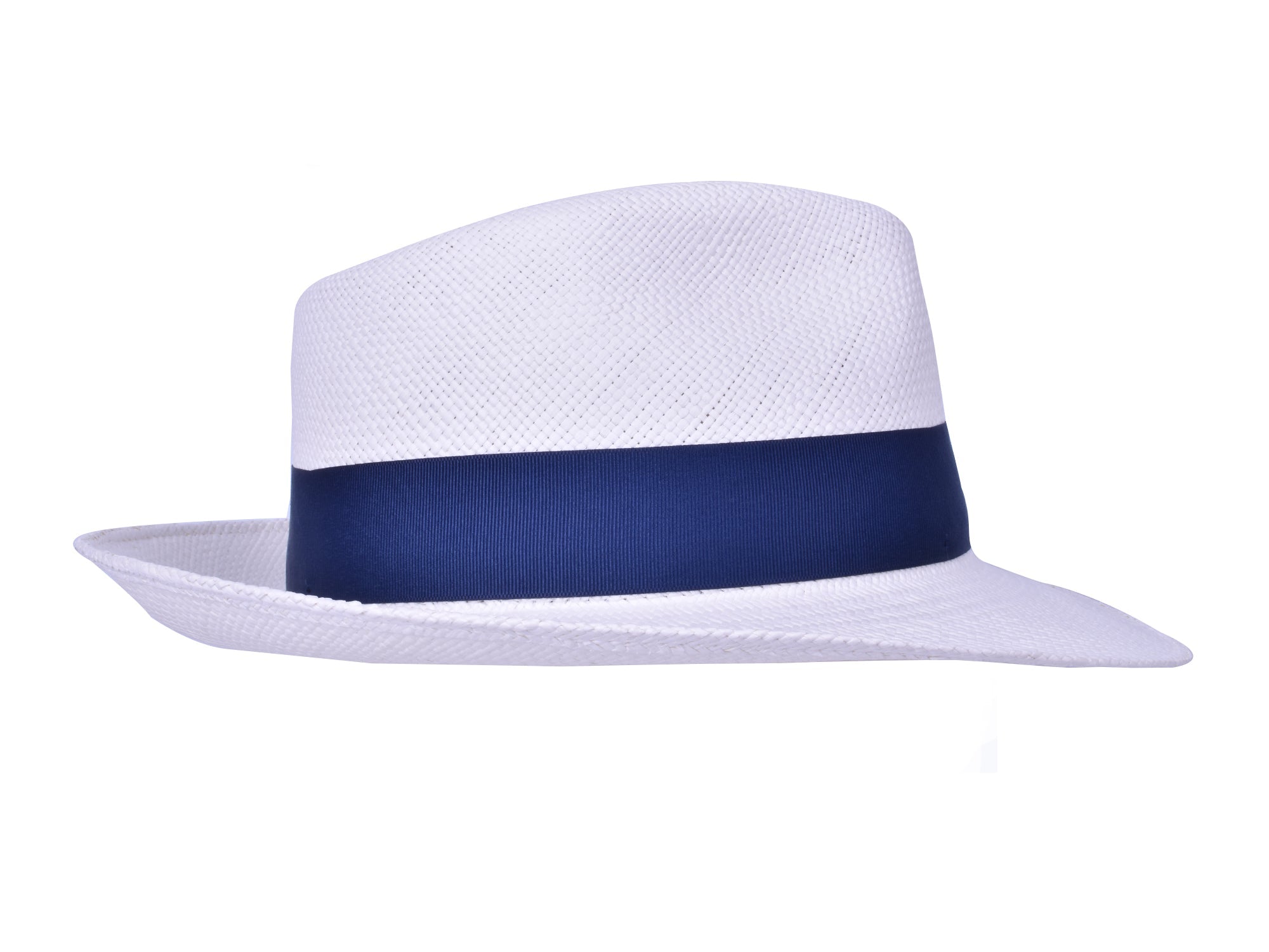 White Panama Fedora hat by Bigalli Hats USA featuring a classic woven design and wide brim for sun protection.