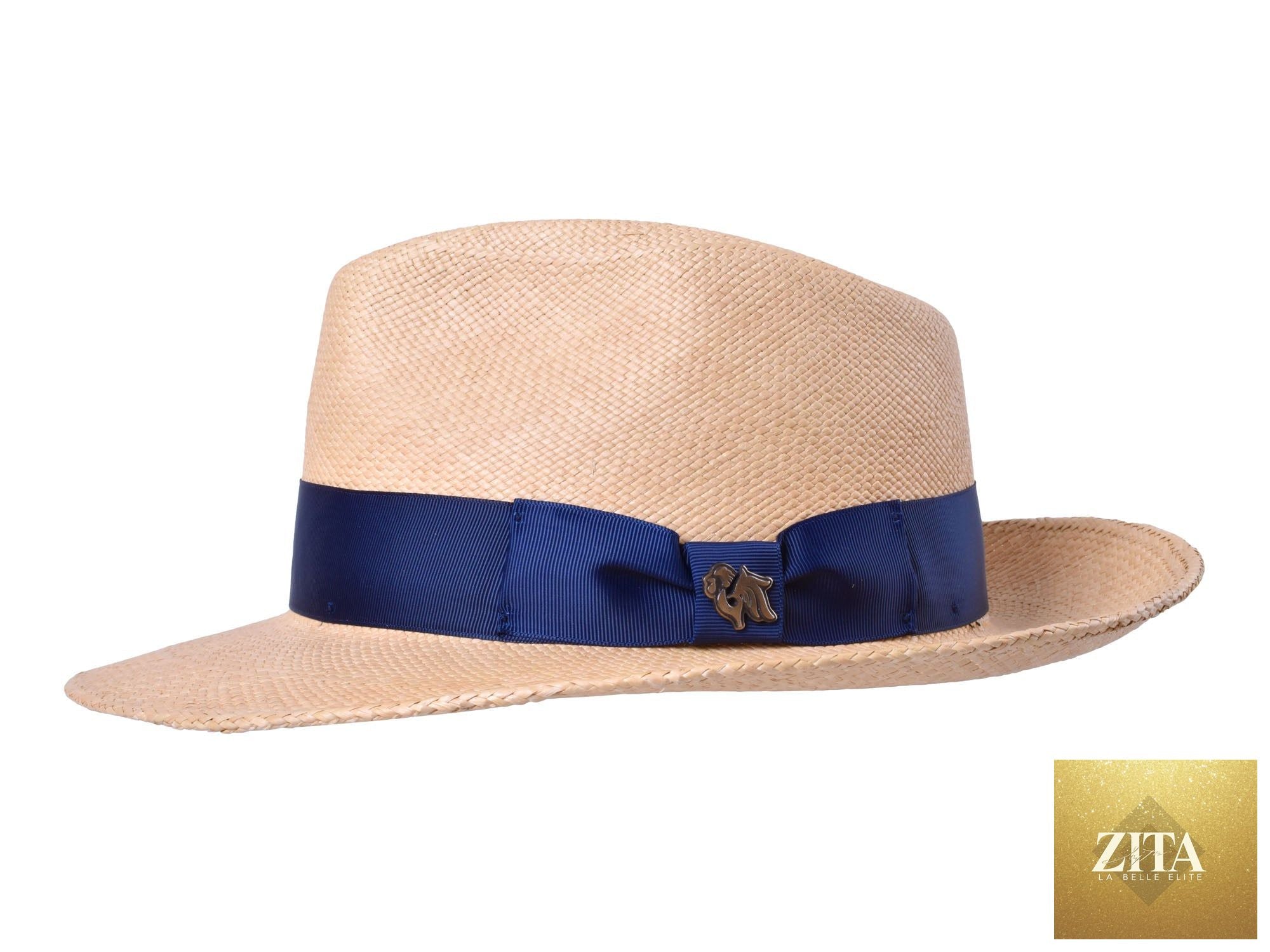 Beige Panama fedora hat from Bigalli Hats USA with a wide brim and stylish design, perfect for sun protection and fashion.