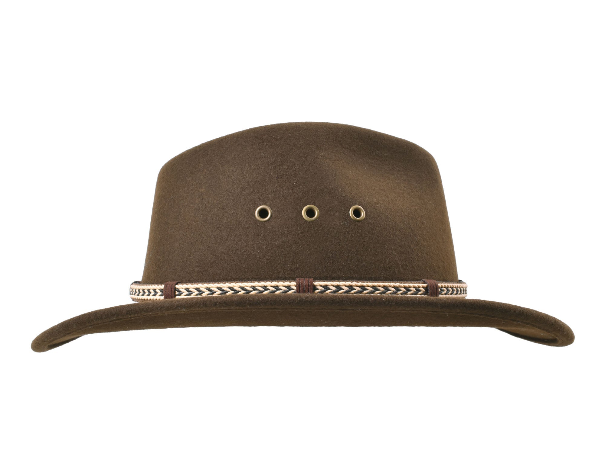 Chocolate outdoor merino wool felt fedora hat by Bigalli Hats USA, featuring a classic design and wide brim.