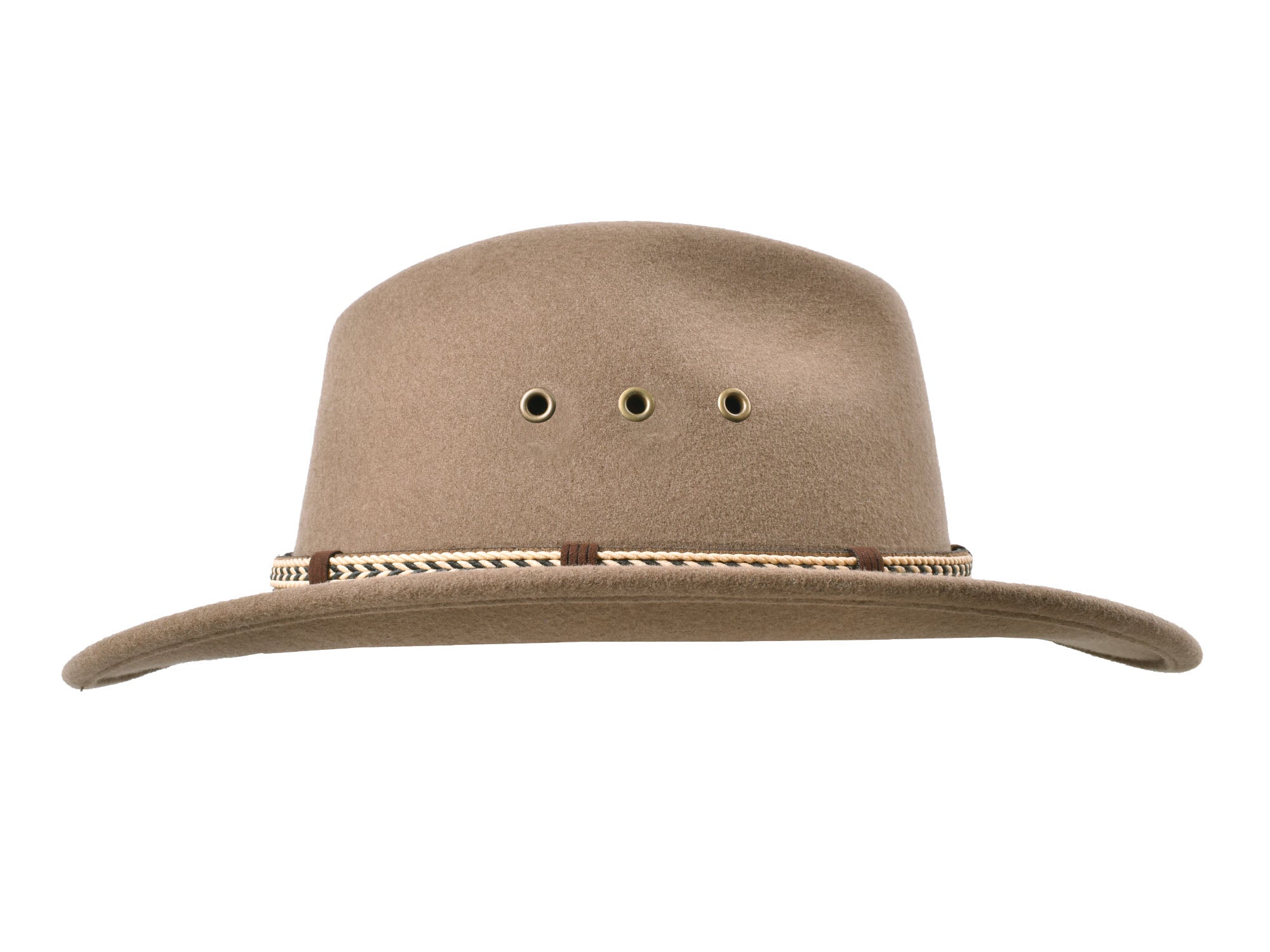 Bigalli Hats USA outdoor khaki merino wool felt fedora hat with a wide brim and classic style.
