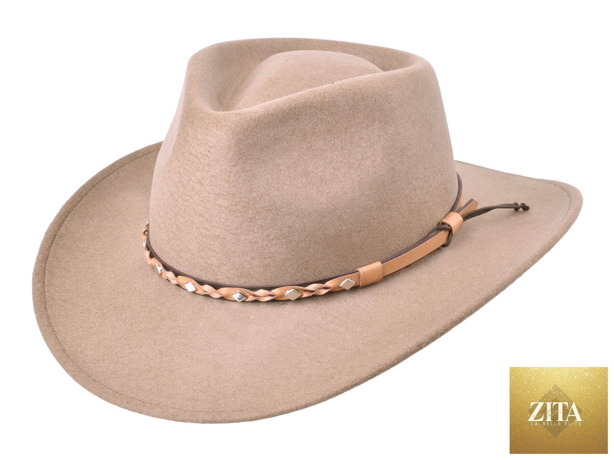 Bigalli Hats USA outdoor khaki felt fedora made from merino wool, stylish and warm for outdoor wear.