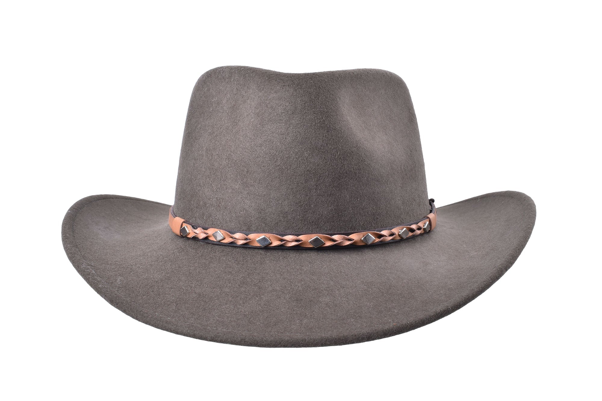 Outdoor Merino wool felt fedora hat by Bigalli Hats USA, Jaxen Moss, showcasing its stylish design and textured brim.