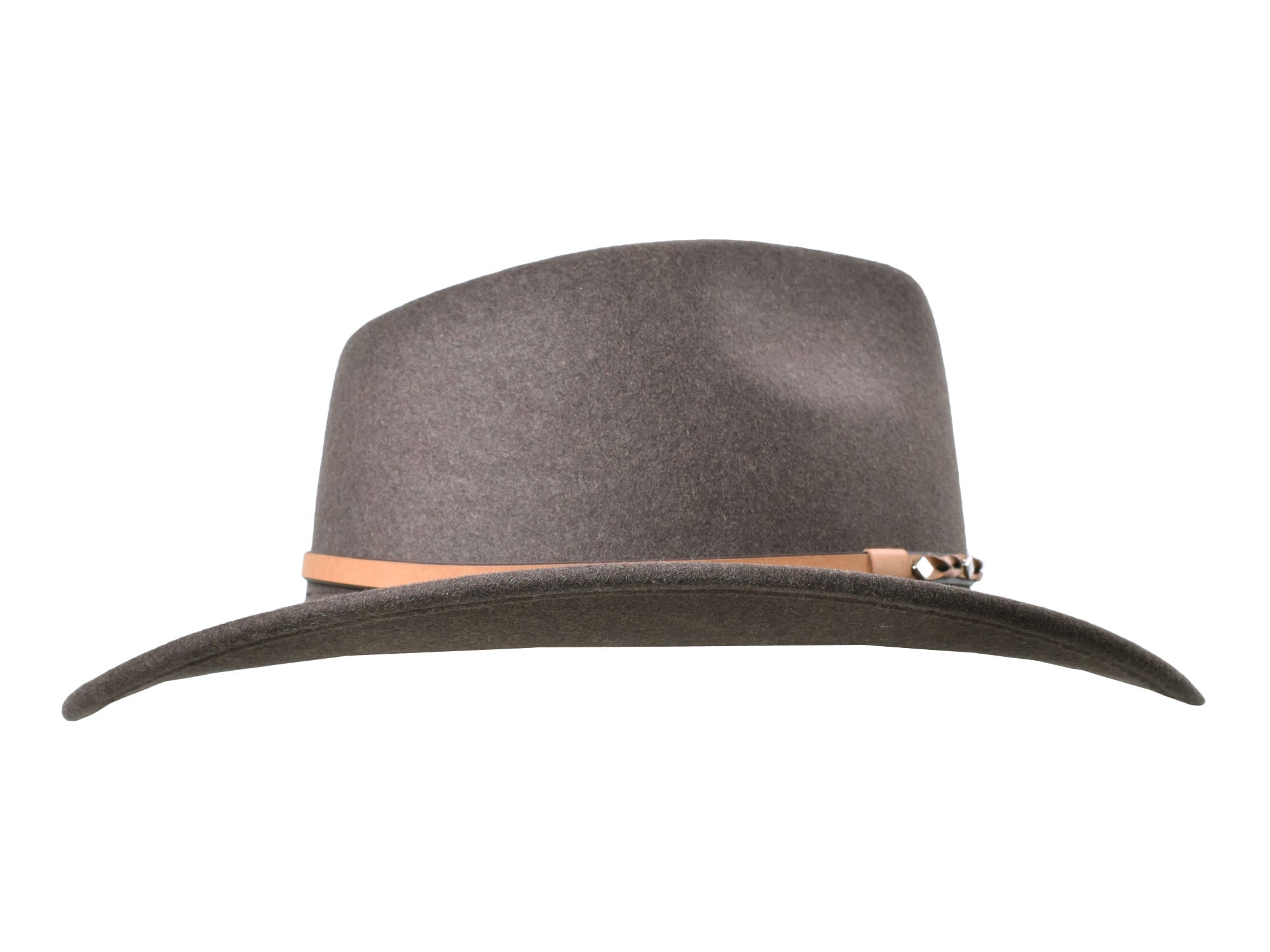 Bigalli Hats Jaxen outdoor fedora made of tobacco melange merino wool felt, stylish and durable for outdoor wear.