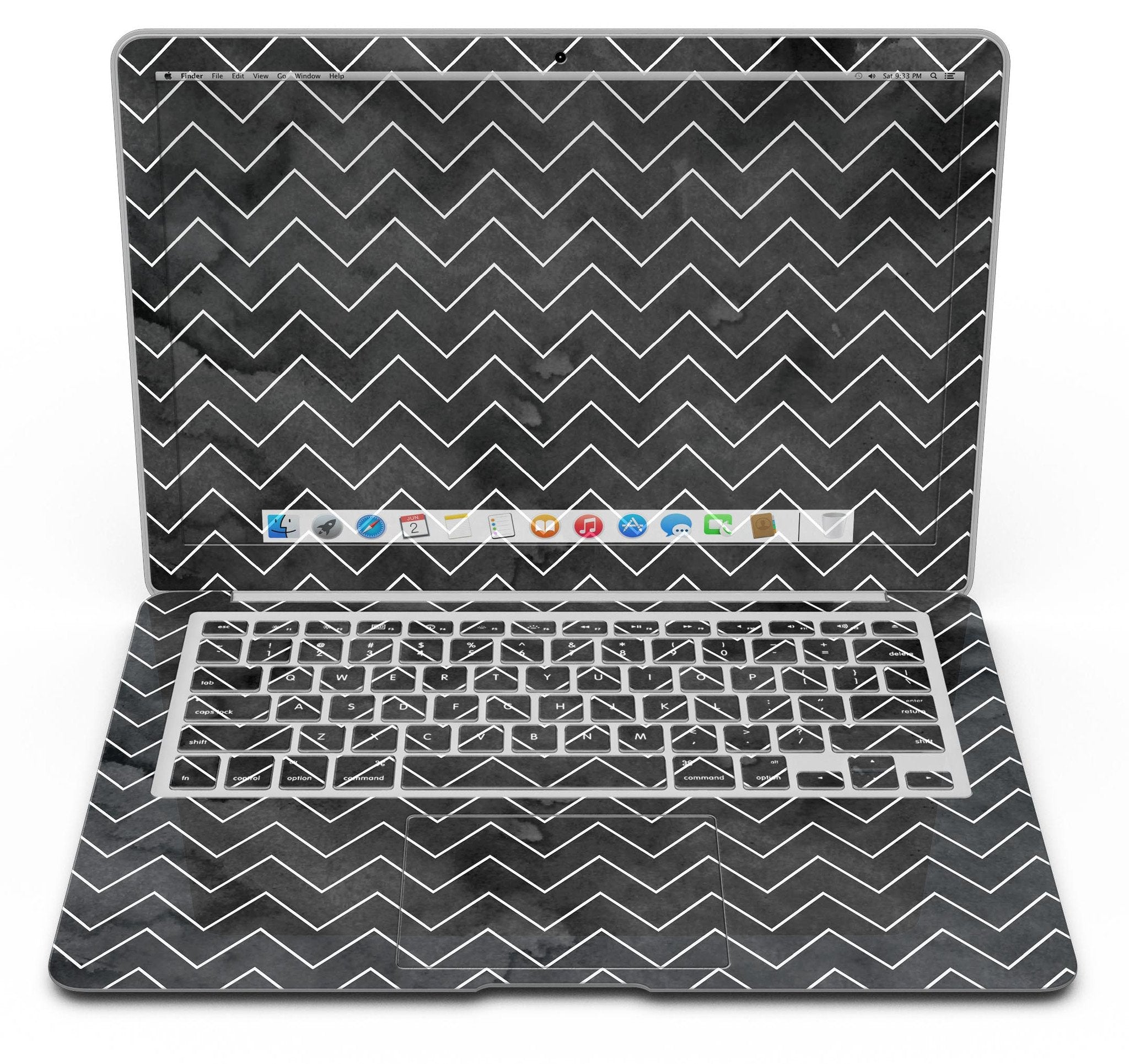 Black Watercolor with White Chevron - MacBook Air Skin Kit Blue Leto