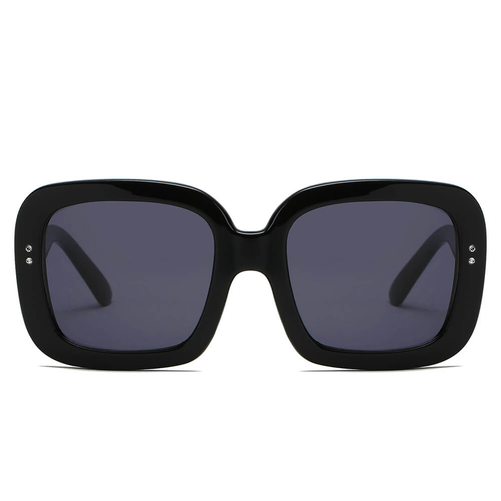 CLEMSON | Women Retro Trendy Vintage Bold Square Oversize Sunglasses Gray Baobab