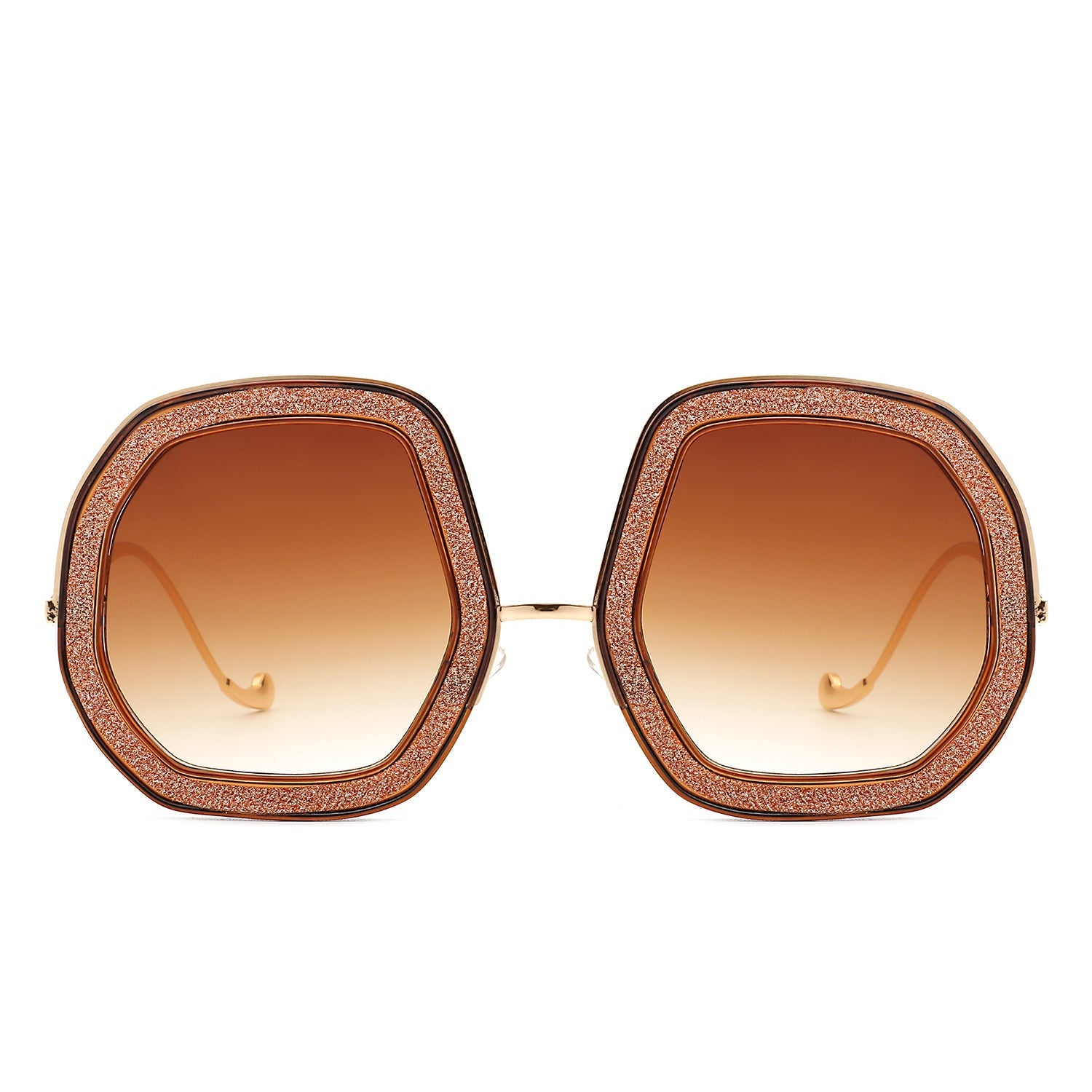 Xanadawn - Women Round Irregular Geometric Glitter Fashion Sunglasses Gray Baobab