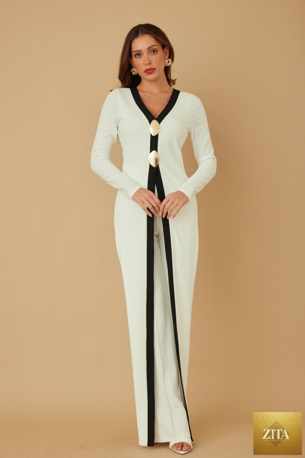 Mirror Stone Long Layer Jumpsuit from Tigbul's Variety Fashion Shop, showcasing a stylish layered jumpsuit with mirror stone details.