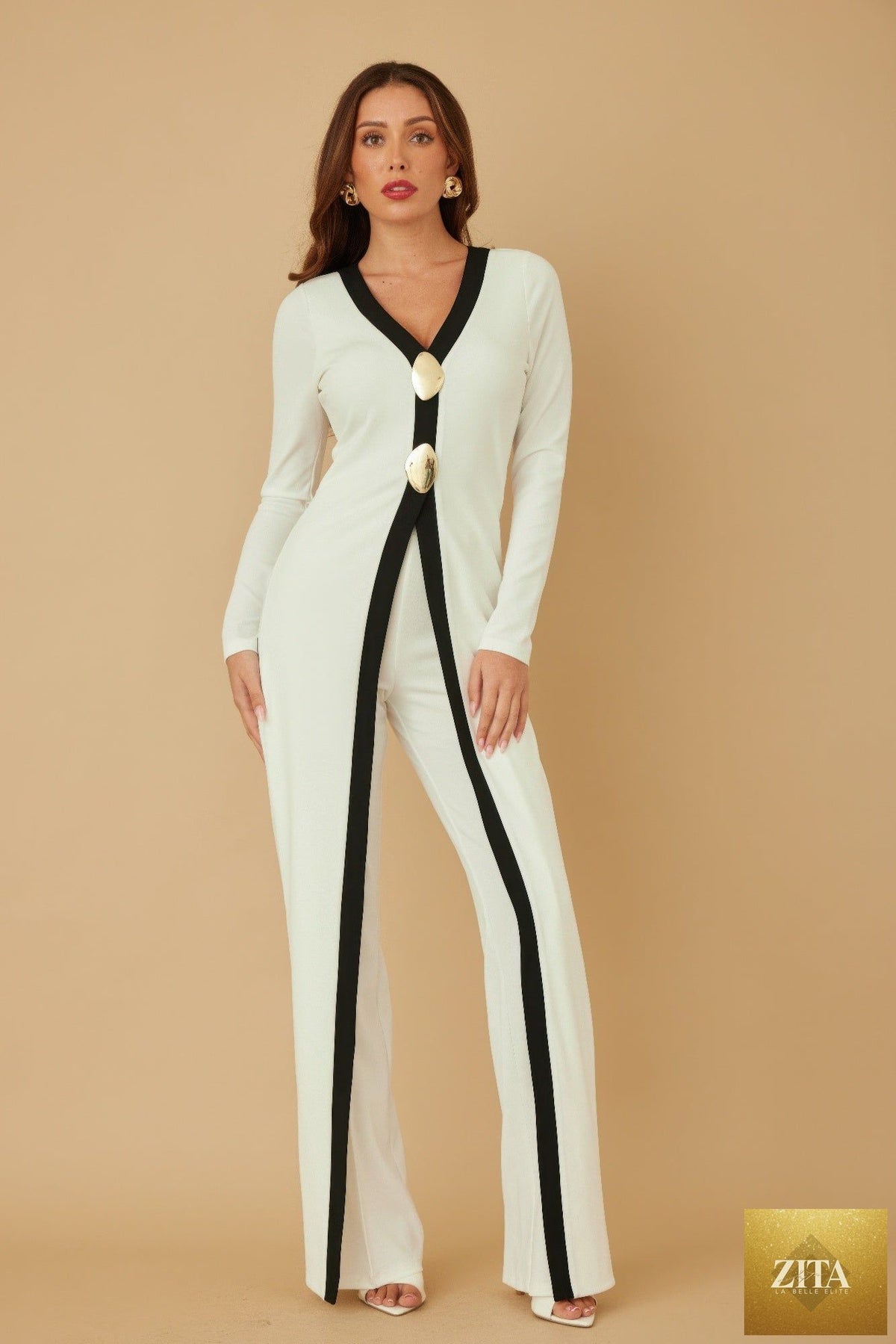 Mirror Stone long layer jumpsuit by Tigbul's Variety Fashion Shop, featuring a stylish, layered design with mirror stone accents.