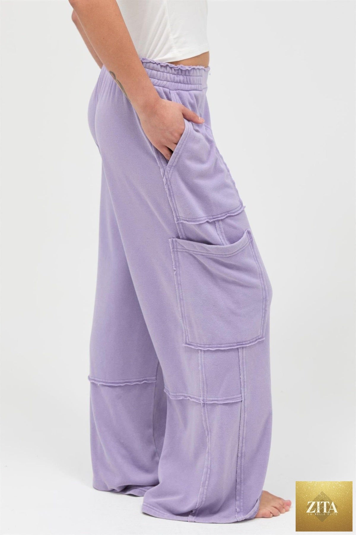 Mineral Wash Wide Leg Cargo Pants from Tigbul's Variety Fashion Shop, featuring a relaxed fit and multiple utility pockets.