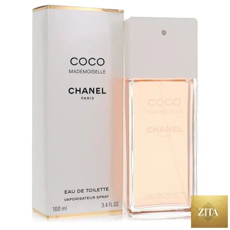 Chanel Coco Mademoiselle perfume for women by Gamer Scents, featuring a sleek glass bottle with elegant floral accents.
