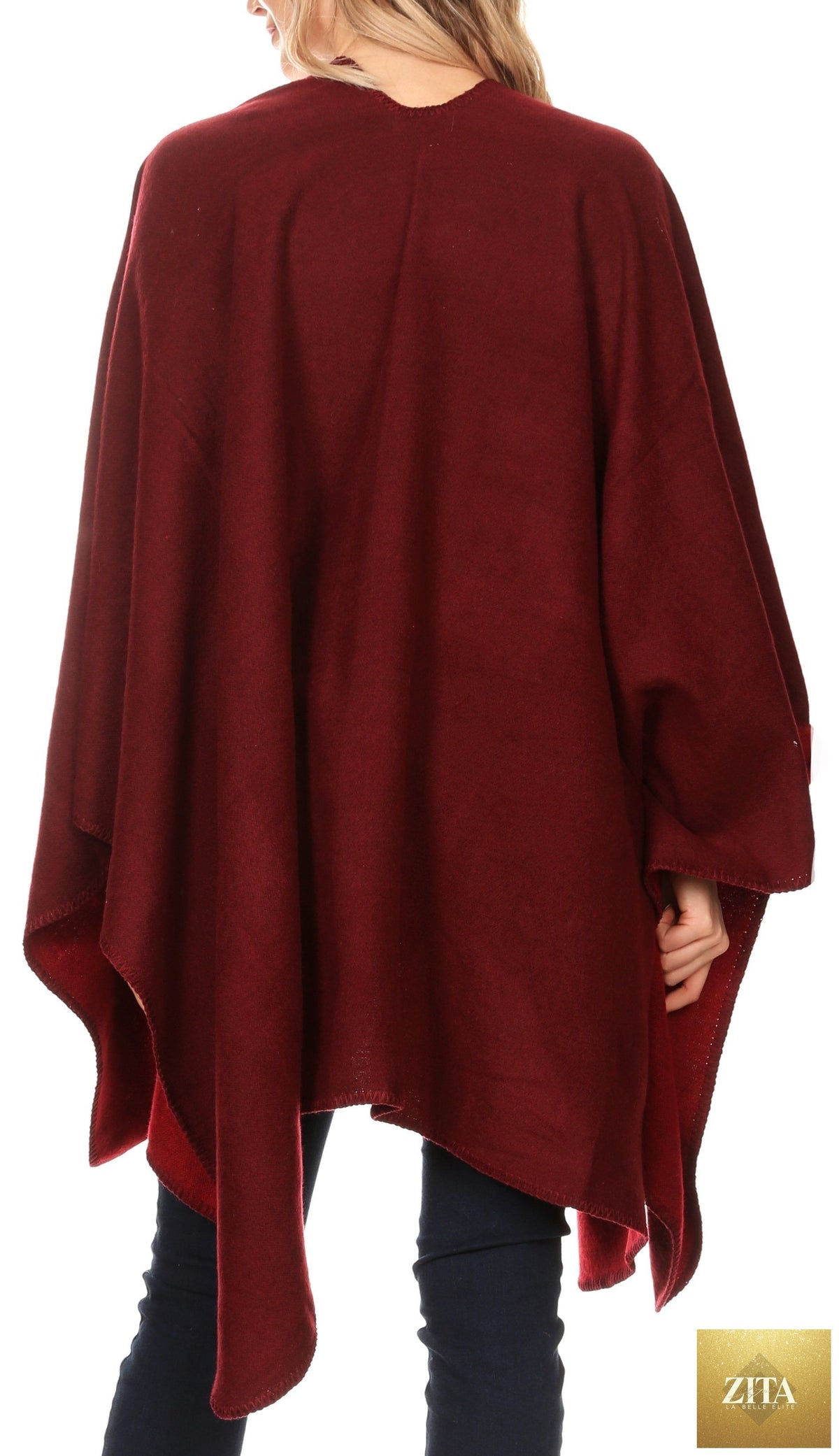 Sakkas Mari Women's Reversible Large Poncho Shawl Wrap Scarf Cape Ruana Blanket