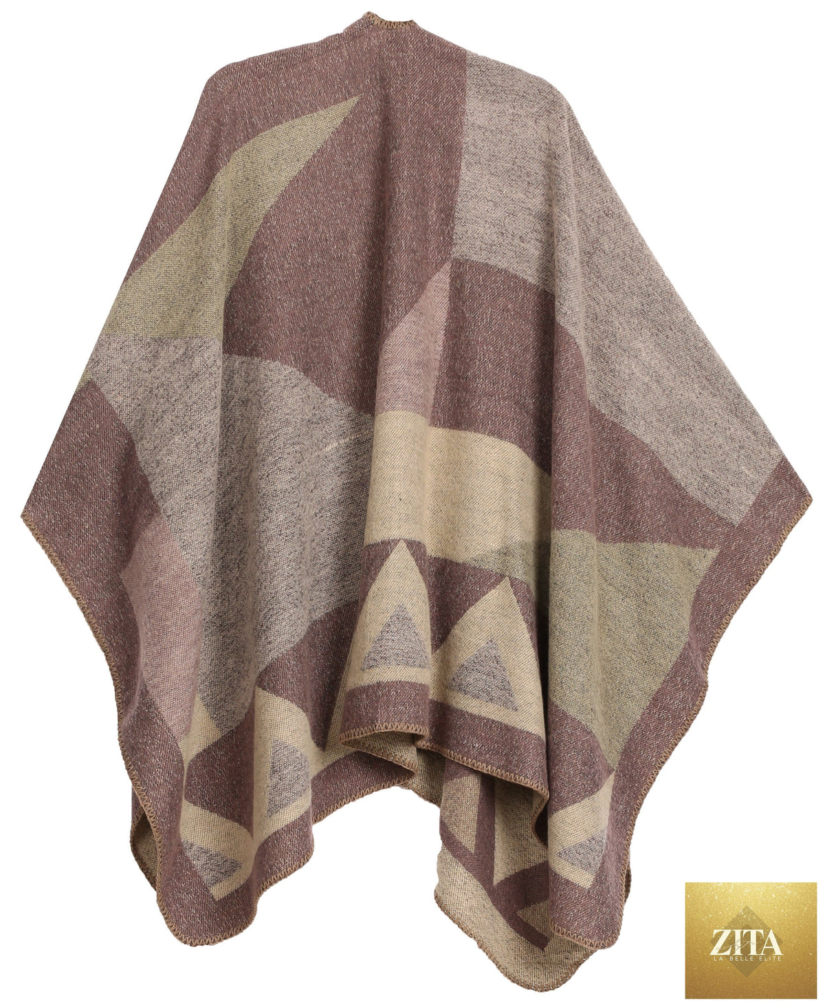 Sakkas Mari Women's Reversible Large Poncho Shawl Wrap Scarf Cape Ruana Blanket