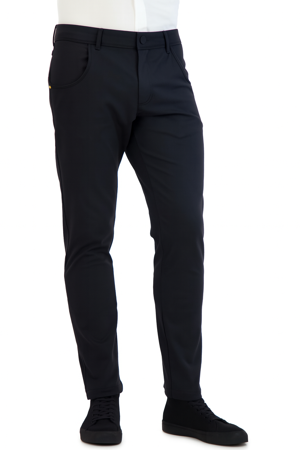 Black LEVINAS® Official Super-Stretch Men's Chinos, casual performance pants with a comfortable fit and modern style.