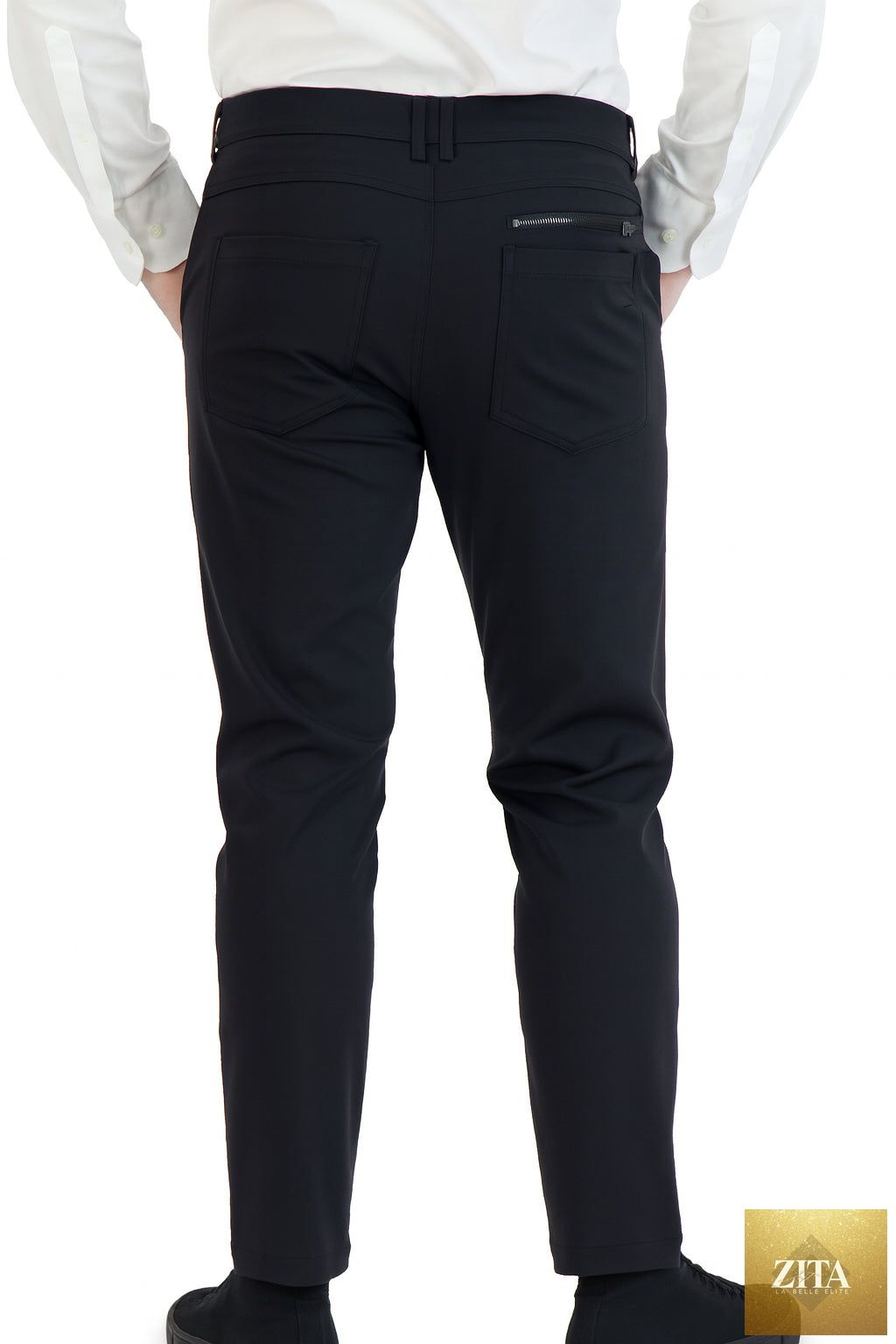 Black Super-Stretch Men's Chinos by LEVINAS® Official, casual pants from the Performance Collection with a comfortable fit.