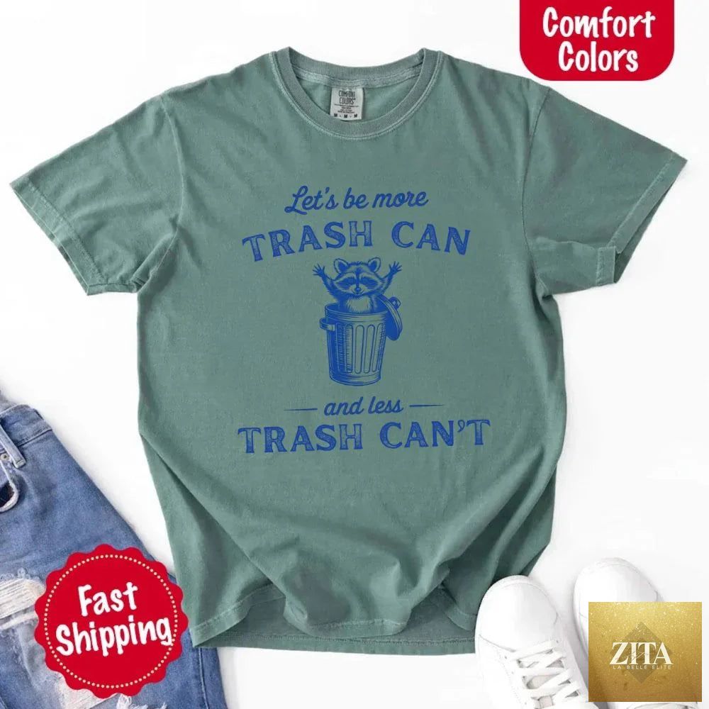 Comfort Colors funny T-shirt featuring a raccoon illustration and humorous text, perfect for casual wear by Adorb Custom Tees.