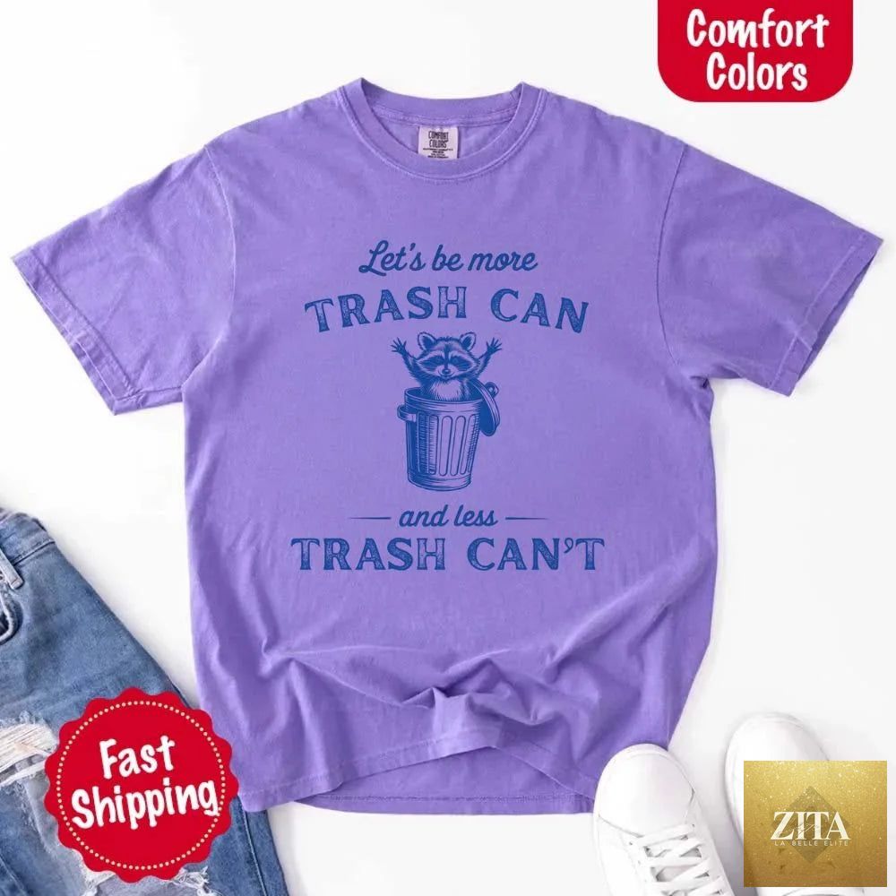 Comfort Colors raccoon funny T-shirt by Adorb Custom Tees featuring a humorous trash can design and playful graphic.