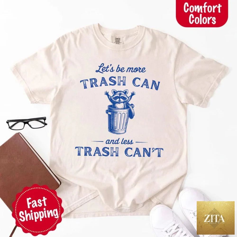 Comfort Colors raccoon funny T-shirt by Adorb Custom Tees featuring a humorous trash can design and playful graphic.