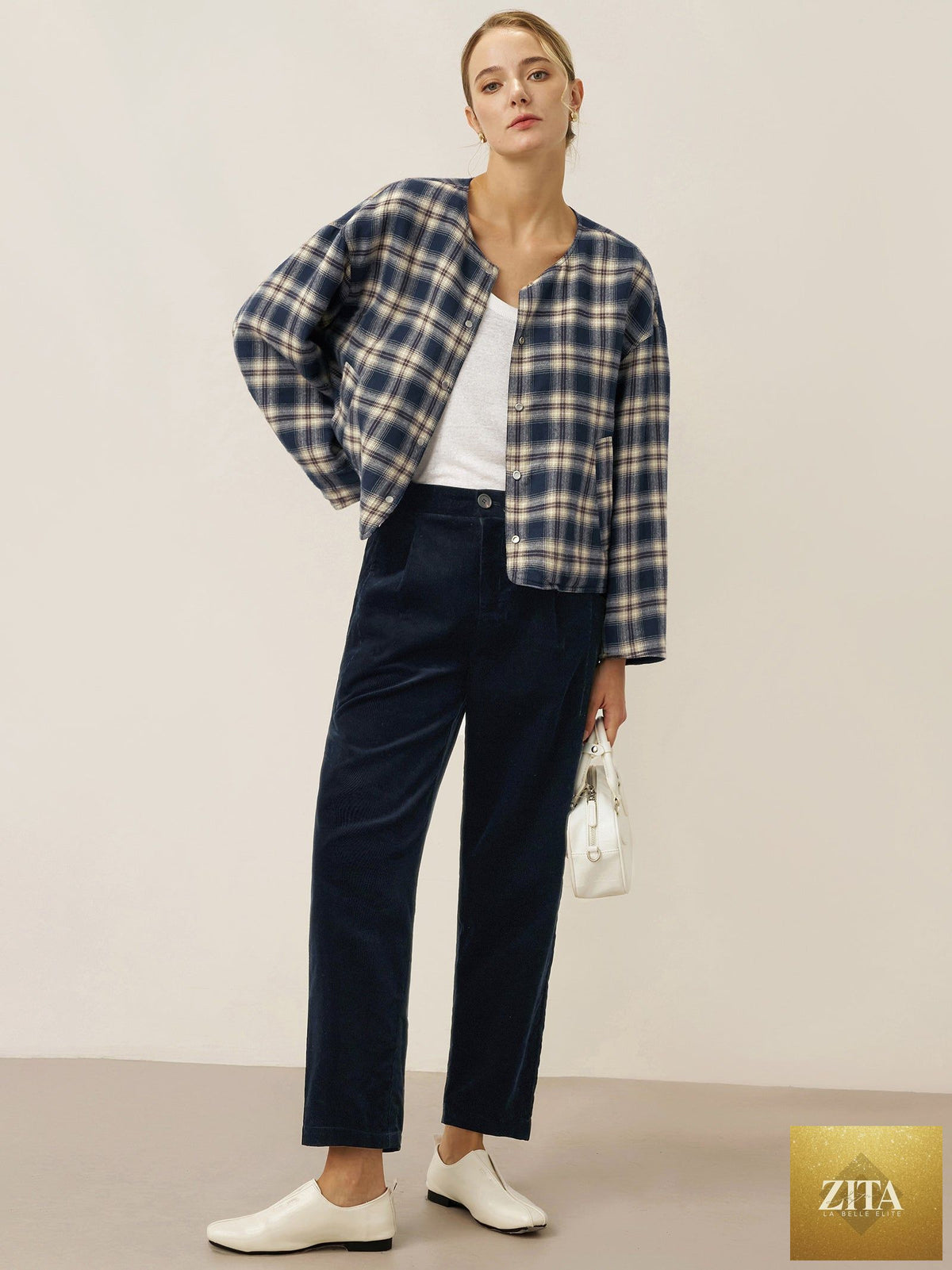 Cotton Elastic Waist Tapered Pants NIKKI