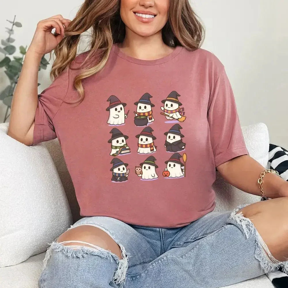 Cute Witch Ghosts Halloween Shirt โ Kawaii Spooky Tee