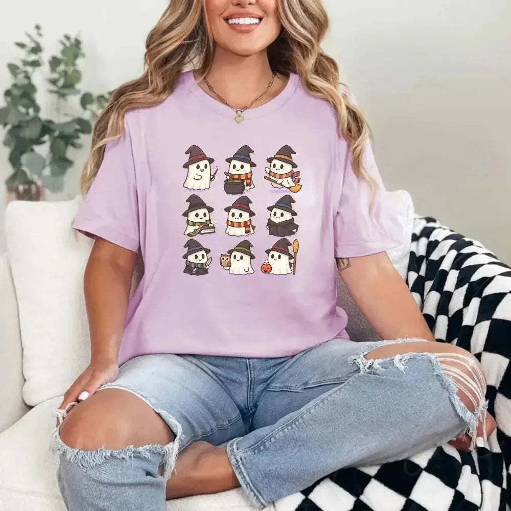 Cute Witch Ghosts Halloween Shirt โ Kawaii Spooky Tee