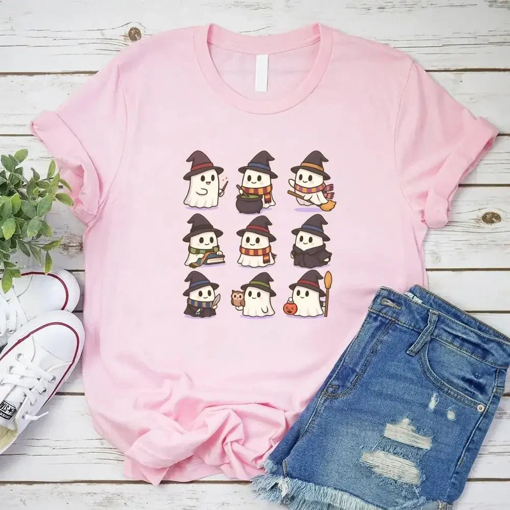 Cute Witch Ghosts Halloween Shirt โ Kawaii Spooky Tee