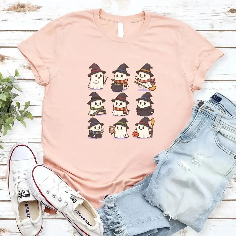 Cute Witch Ghosts Halloween Shirt โ Kawaii Spooky Tee