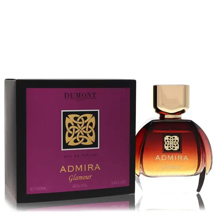 Dumont Admira Glamour perfume for women by Gamer Scents, featuring a sleek glass bottle with a gold cap and elegant packaging.