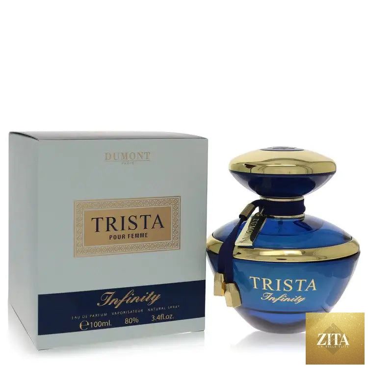 Dumont Trista Infinity perfume for women by Gamer Scents, featuring a sleek bottle with elegant design and floral accents.